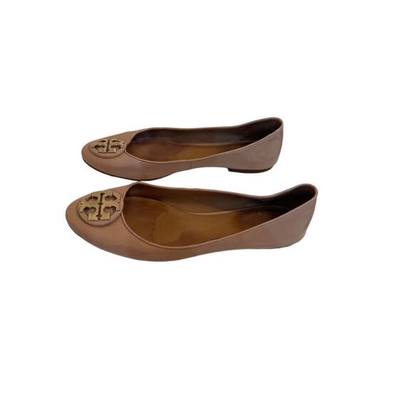 Tory Burch Womens Pink Slip On Round Toe Gold-Tone Logo Flat Ballet Size 8.5 - Picture 5 of 11